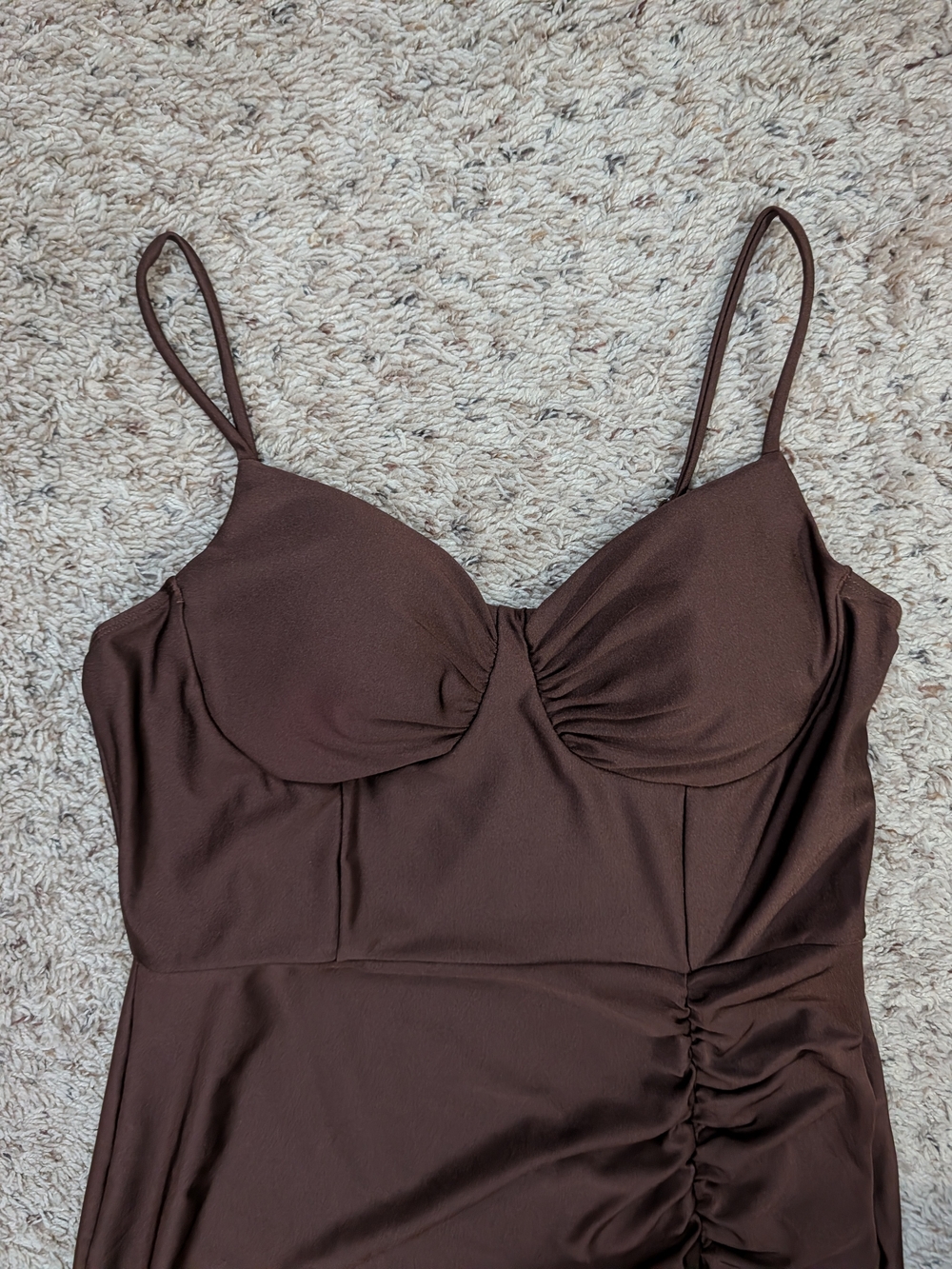Women’s Brown Ruched Slip Dress - Brand Unknown
